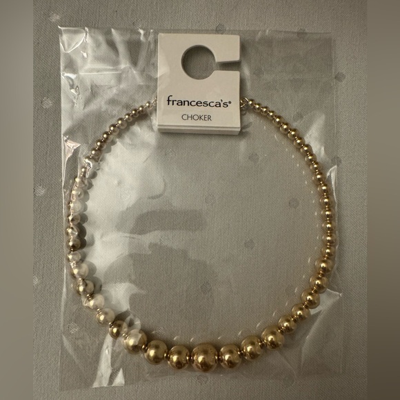 NWT Francesca’s Alice Beaded Choker Gold - Picture 3 of 4